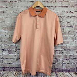 Kenneth Roberts Coral Striped Short Sleeve Polo